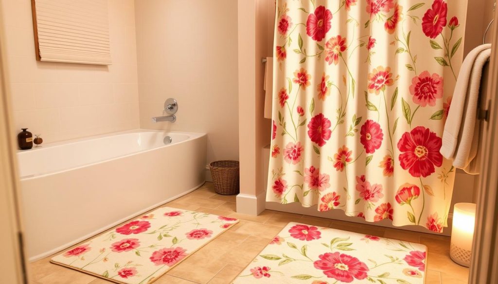 Budget-friendly bath mats and shower curtains