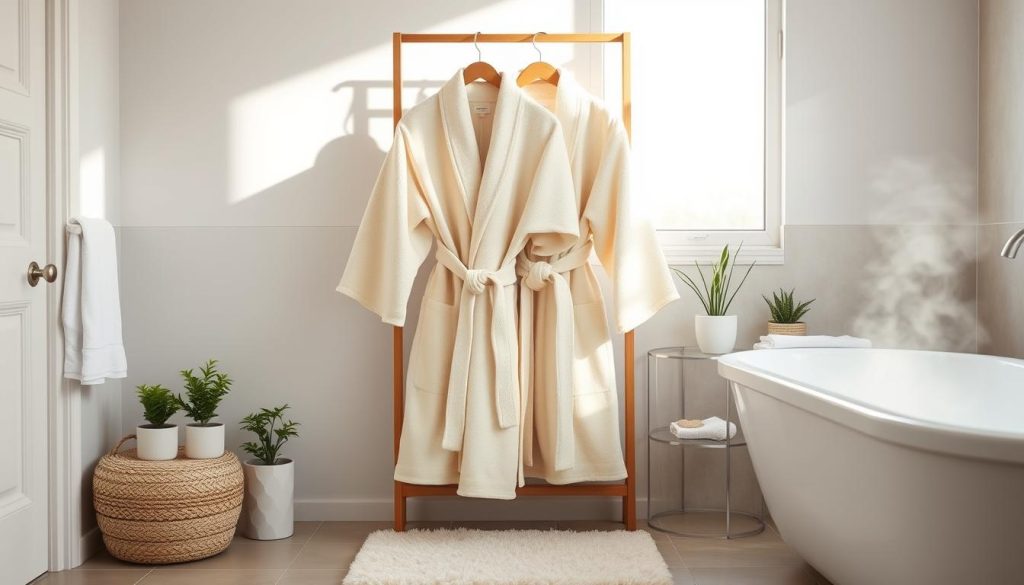 Care and maintenance of beige cotton bathrobes