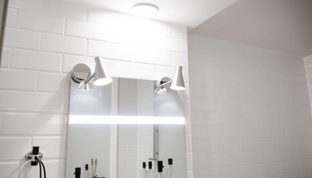 Chrome bathroom wall lights installation