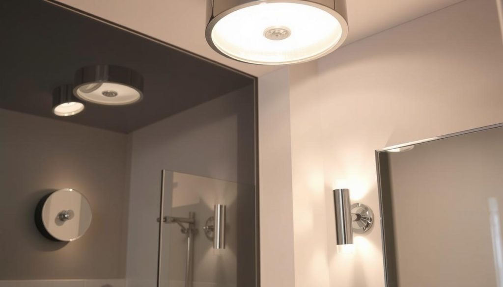 Chrome wall sconces and ceiling lights