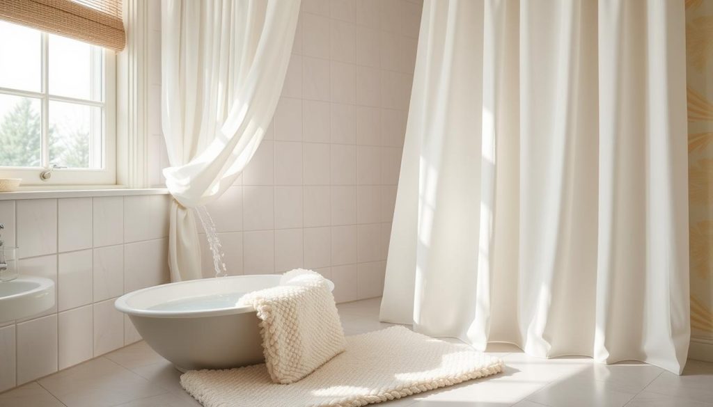 Cleaning bath mat and curtain set