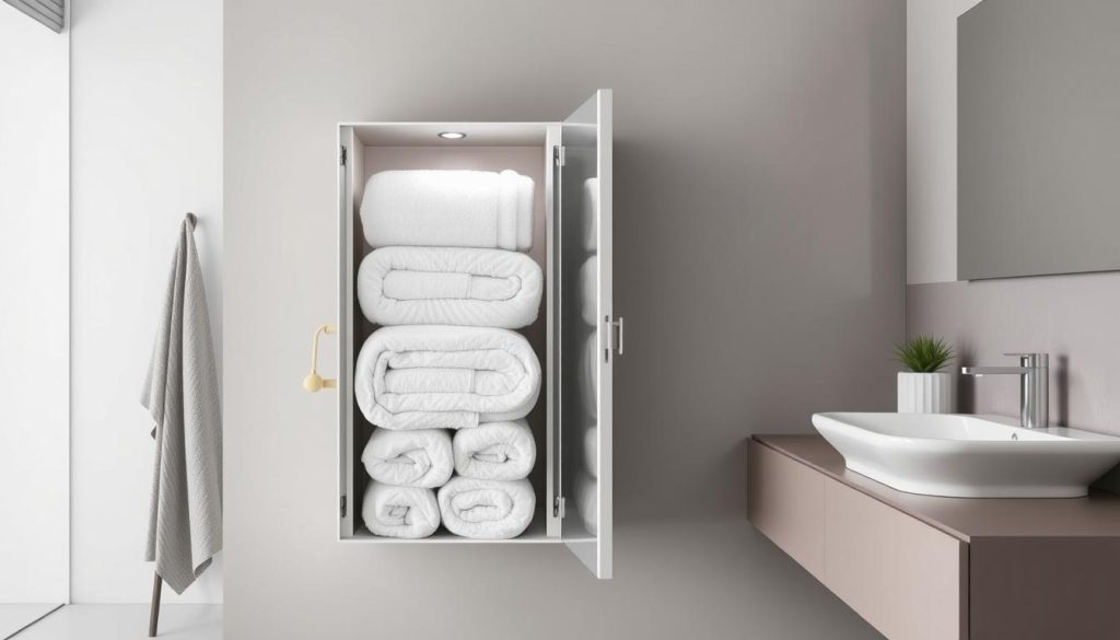 Compact towel heating cabinet