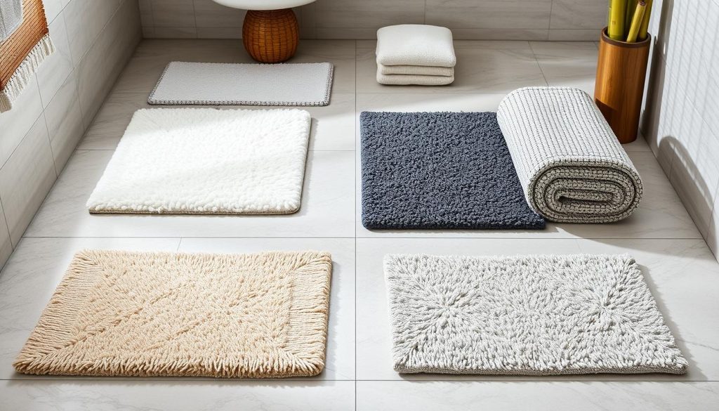 Contemporary bath mat materials