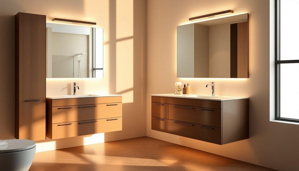 Contemporary bathroom vanities with modern lighting