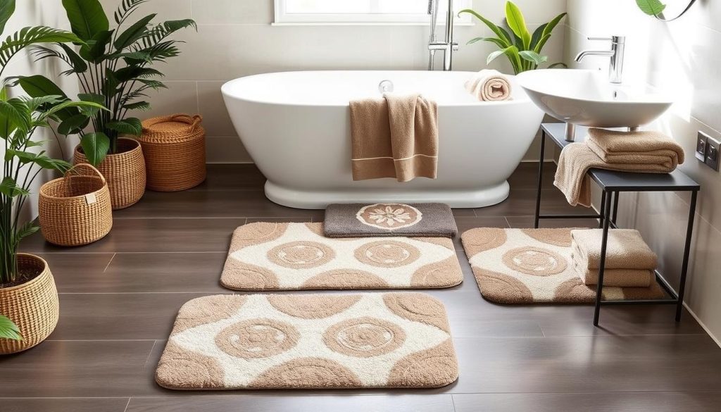 Coordinated bath mat sets