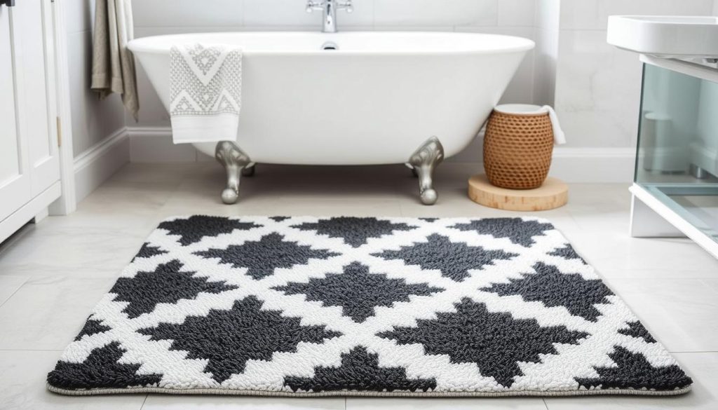 Cotton bath rug geometric design