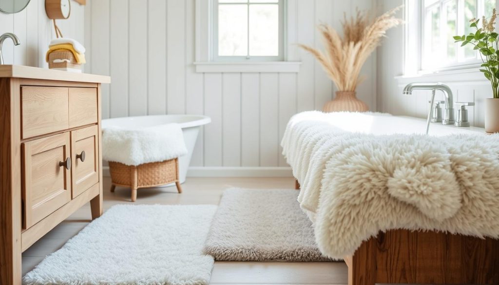 Cotton bath rugs with soft texture