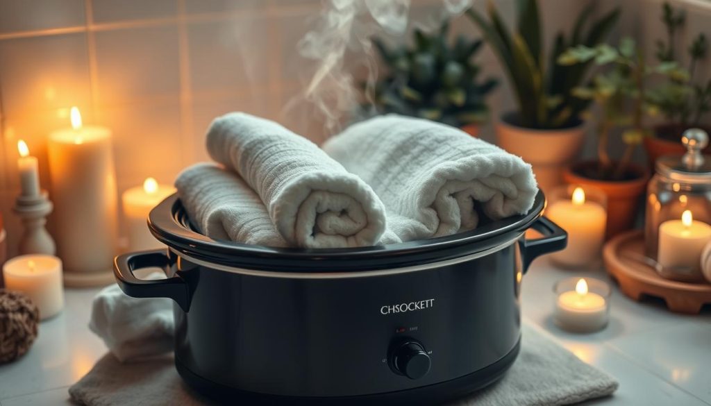 Cozy towel crock-pot setup