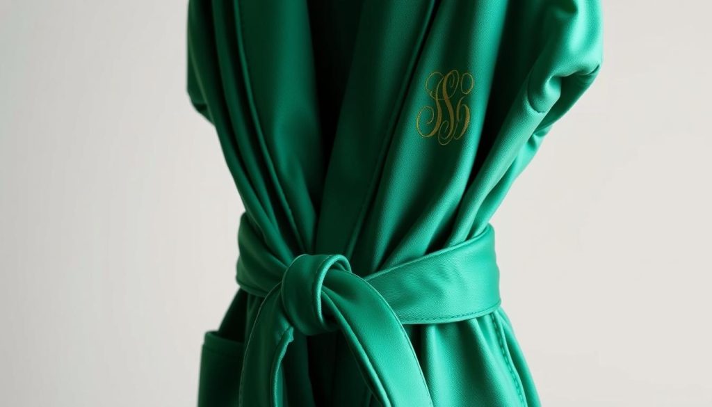 Customized emerald green robe with monogram