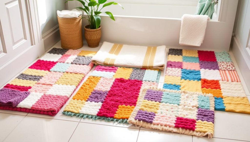 DIY bath mats made from upcycled materials