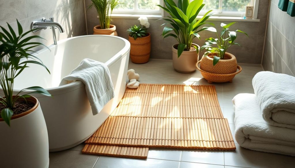 Easy-care bamboo bath mat