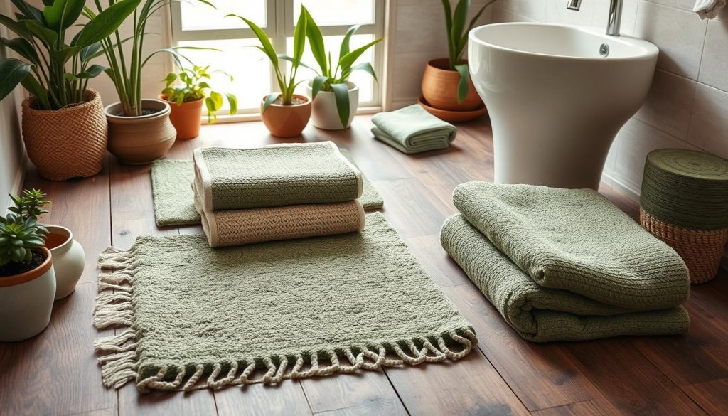 Eco-friendly bath mat and towel set