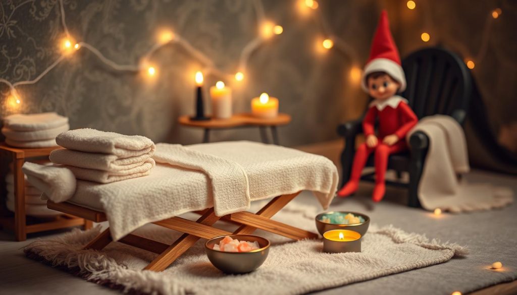 Elf spa day setup