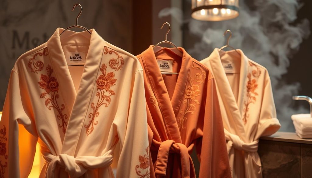 Embroidered hotel bath robes