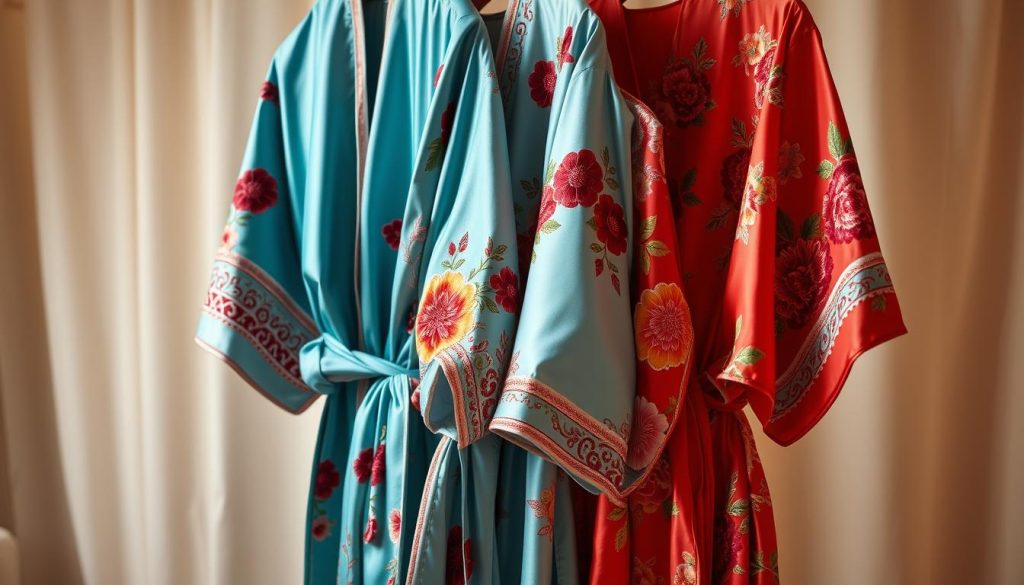 Embroidered silk robes