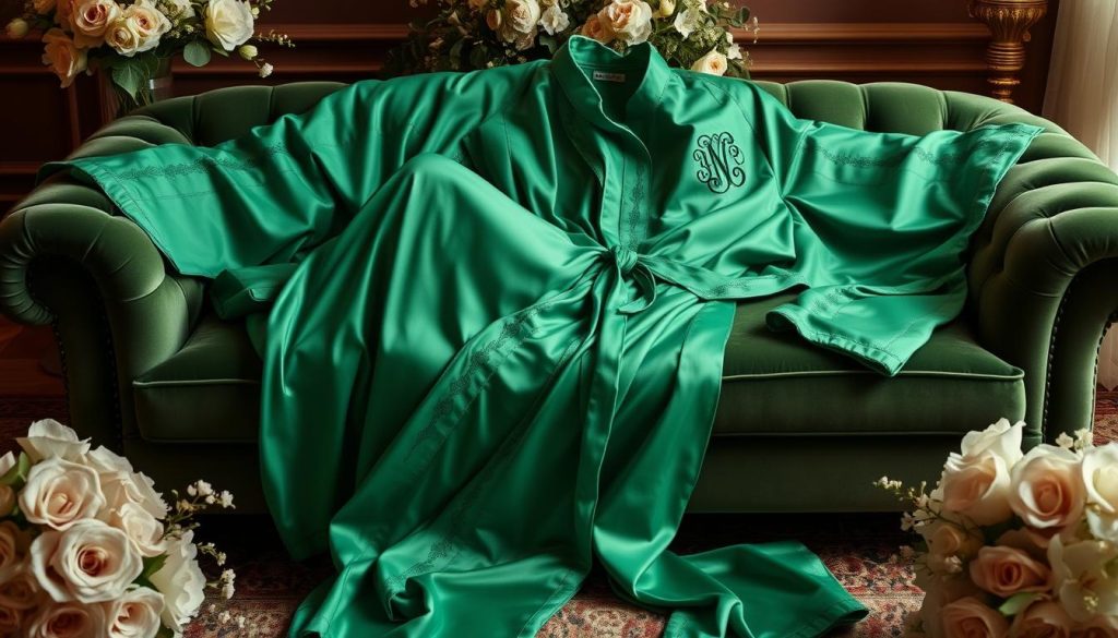 Emerald green monogrammed robe