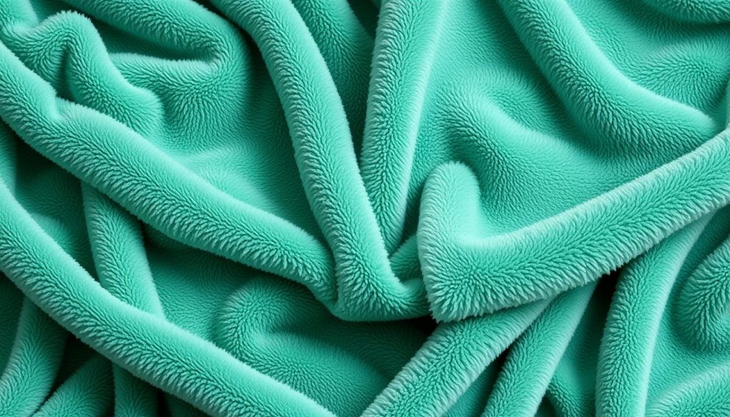 Emerald green plush robe fabric