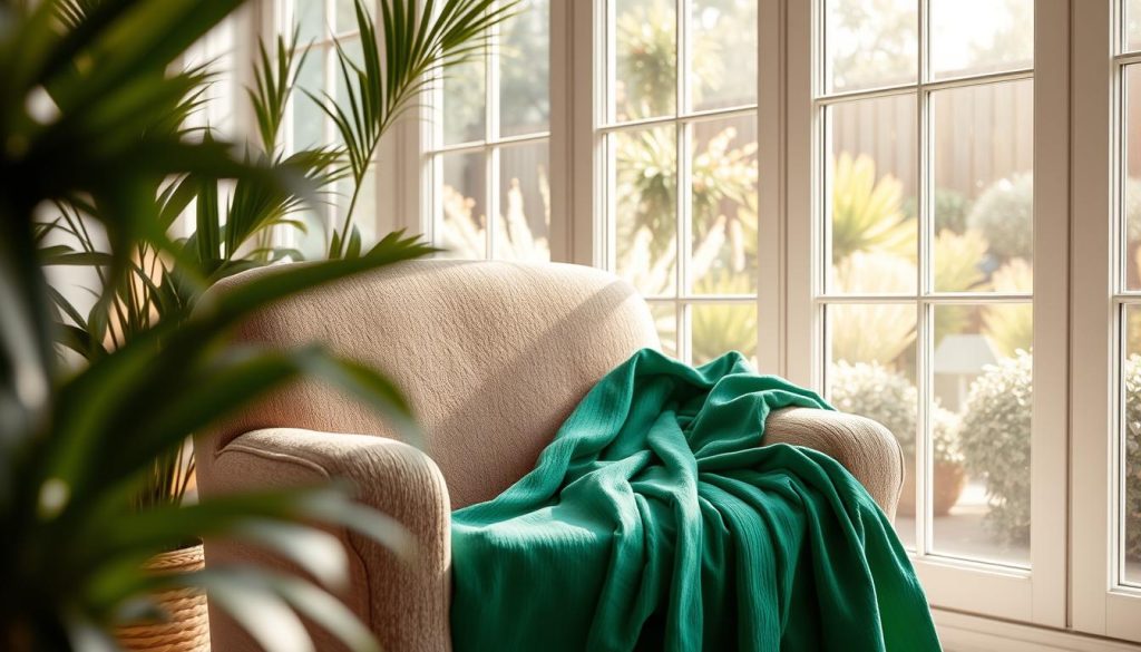 Emerald green robe as relaxation attire