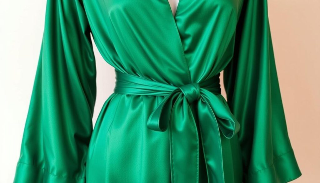 Emerald green robe with self-tie wrap belt