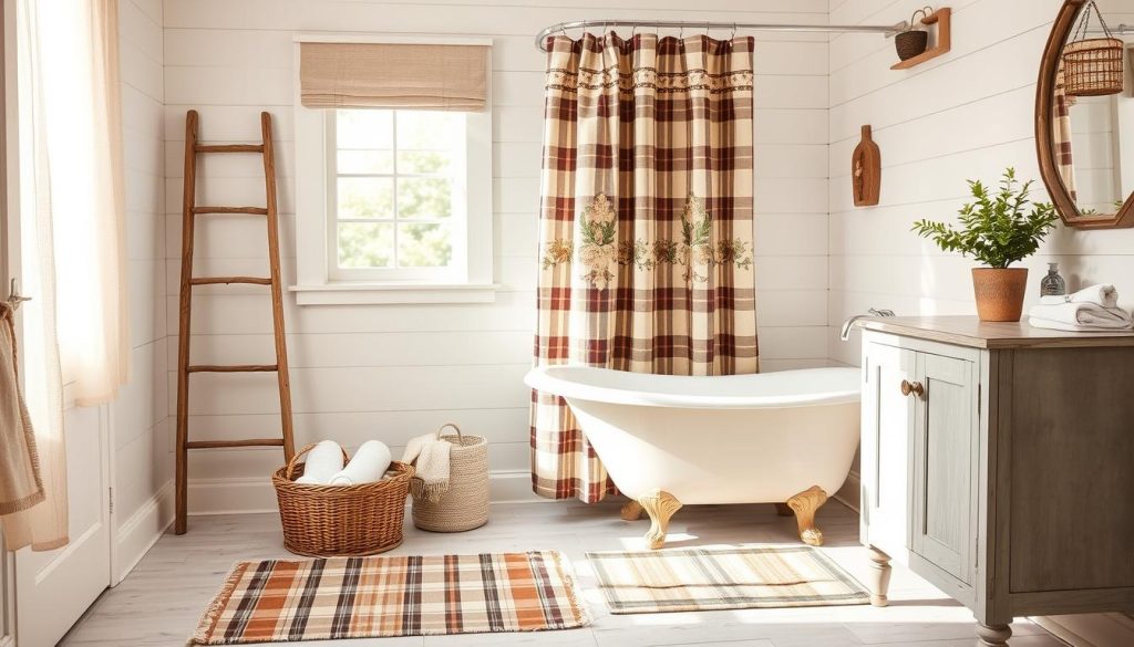 Farmhouse-inspired bathroom decor