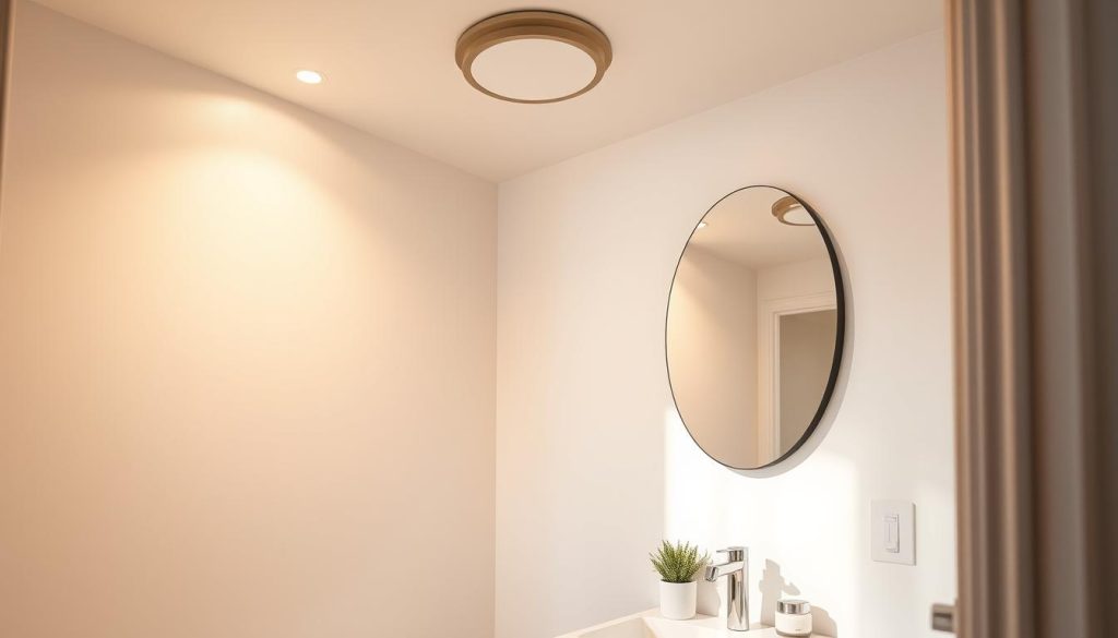 Flush mount lighting in a small bathroom