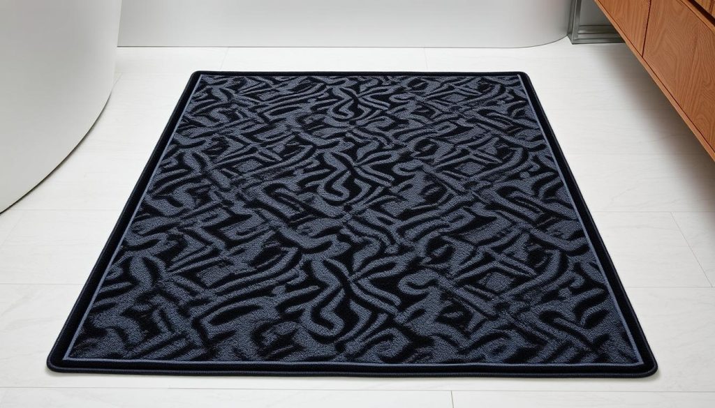 Geometric black bath mat