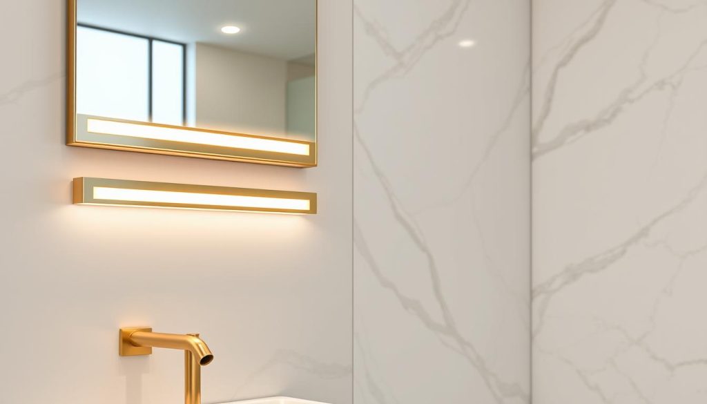 Gold bathroom light bars with smart technology