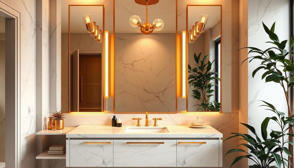 Gold bathroom lighting ideas