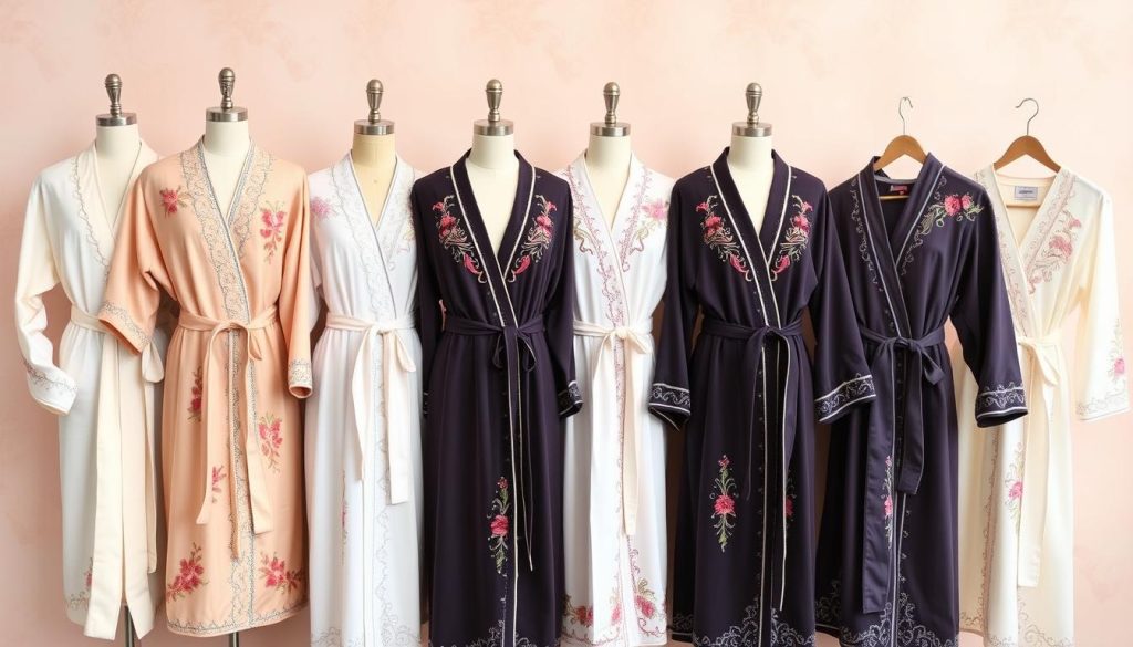 Hand embroidered bath robe styles