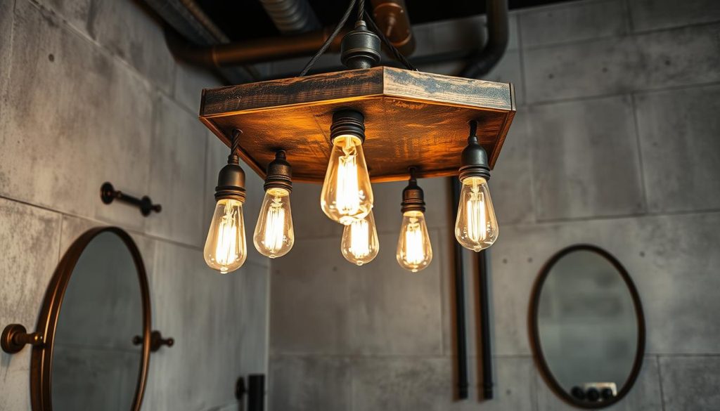 Industrial bathroom lighting fixture