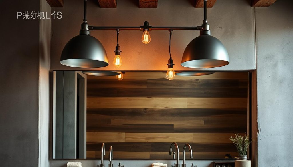 Industrial chic bathroom vanity lighting