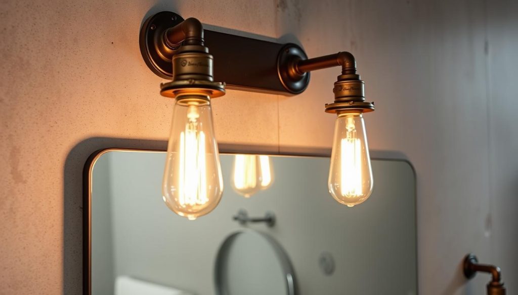 Industrial-inspired wall-mounted mirror lights