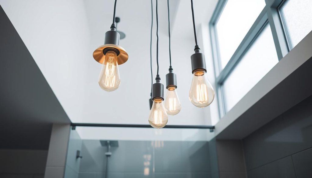 Industrial pendant lights for bathroom