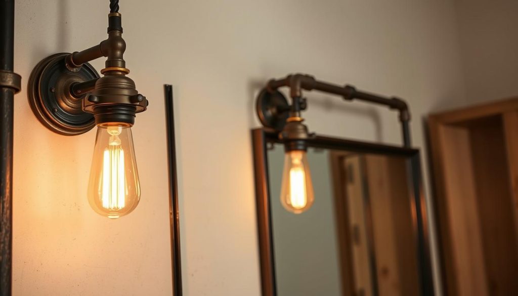 Industrial-style bathroom lighting fixtures