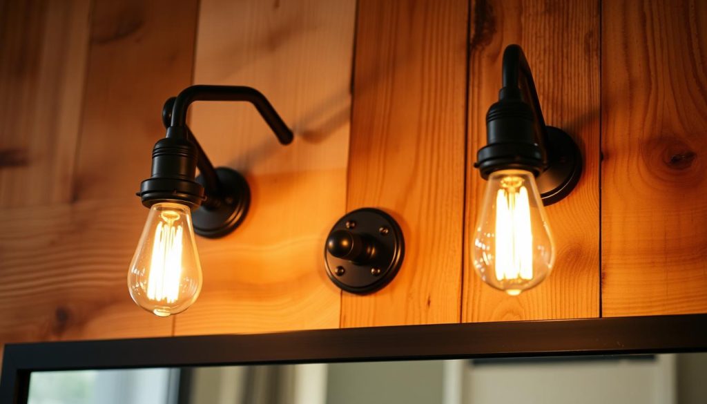 Industrial-style bathroom vanity lights