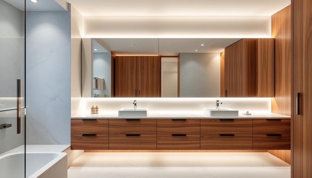 Integrated bathroom vanity lighting