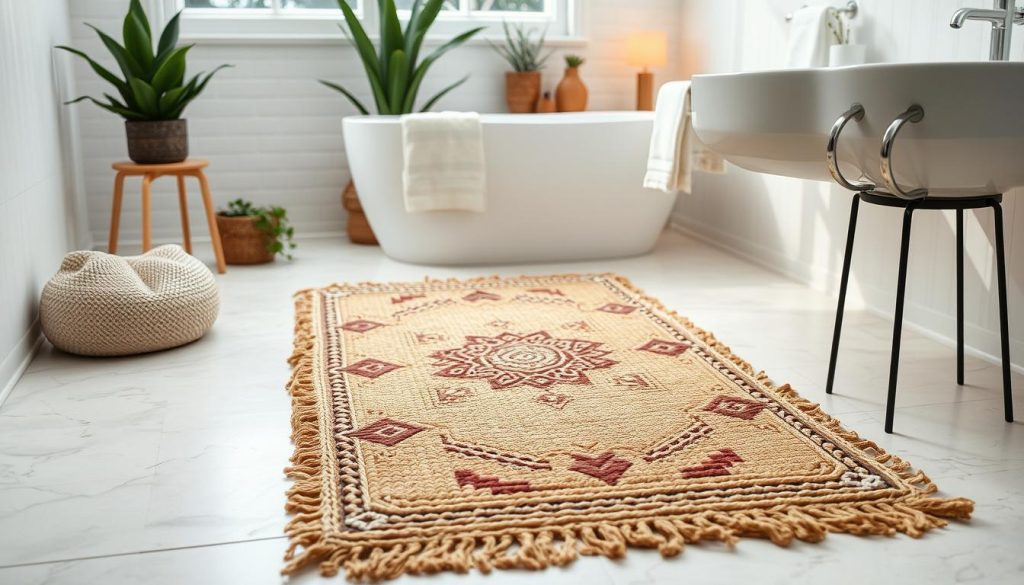 Jute boho bath mat runner