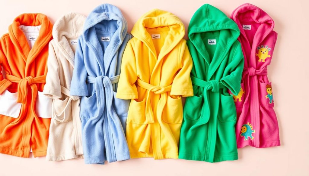 Kids' bathrobes with pockets made from different materials