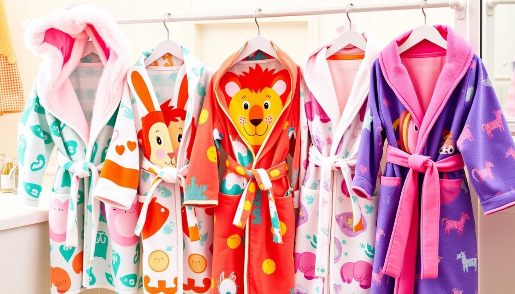 Kids' robes with animal designs