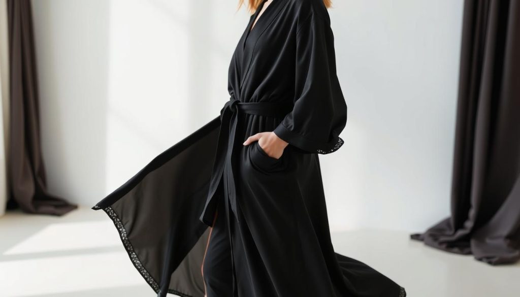 Long black bathrobes for women