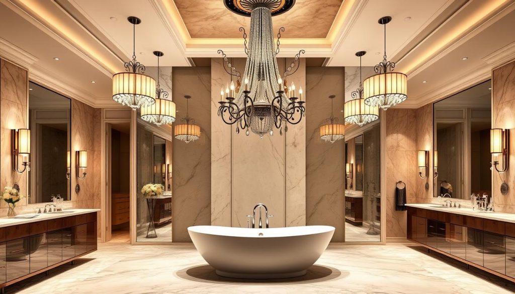 Luxurious master bathroom lighting