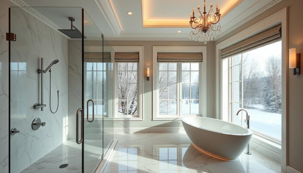 Luxury master suite shower configuration