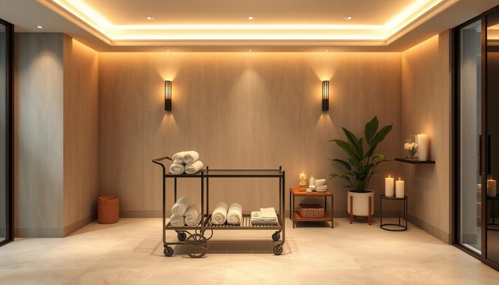 Luxury towel cart in spa design