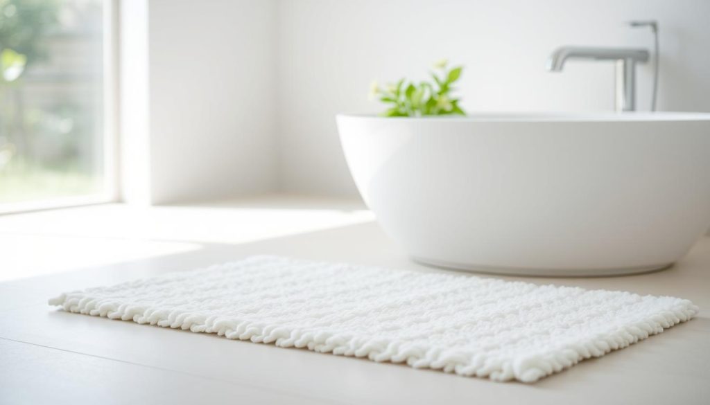 Minimalist white bath mat