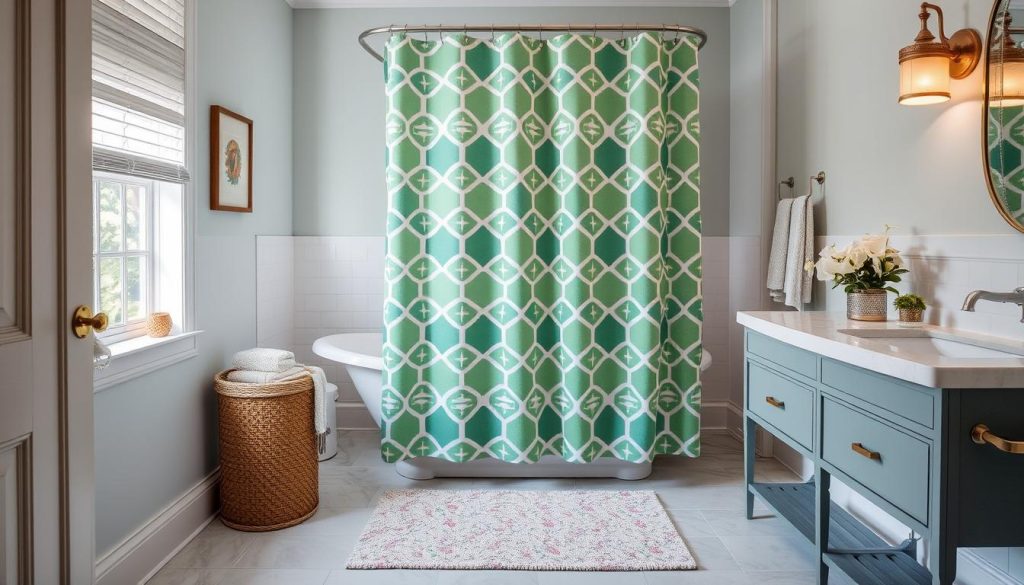 Mixing patterns in bathroom decor