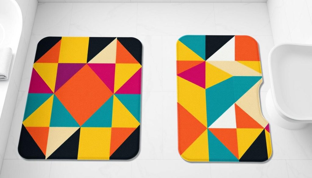 Modern bath mat designs with geometric patterns