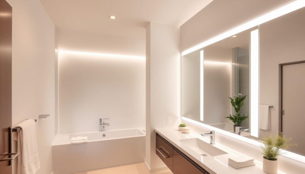 Modern bathroom lighting with LED mirror lights