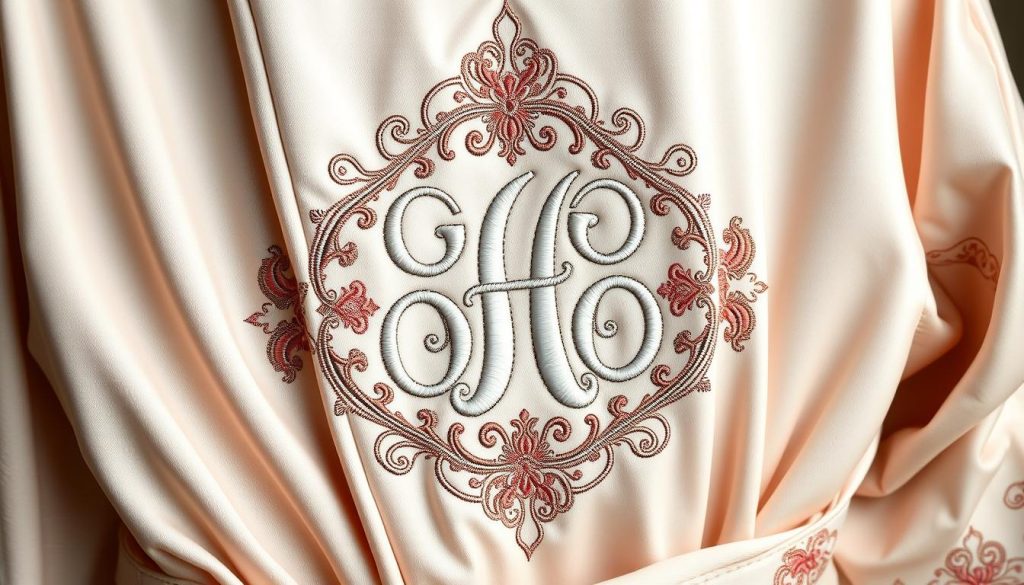 Monogram embroidery design for robes