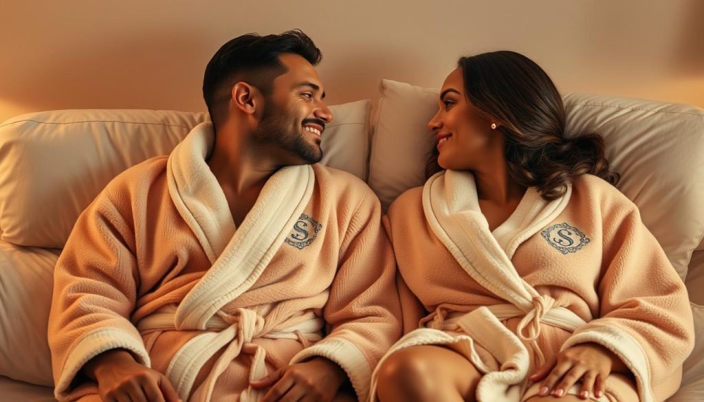 Monogrammed bathrobes for couples