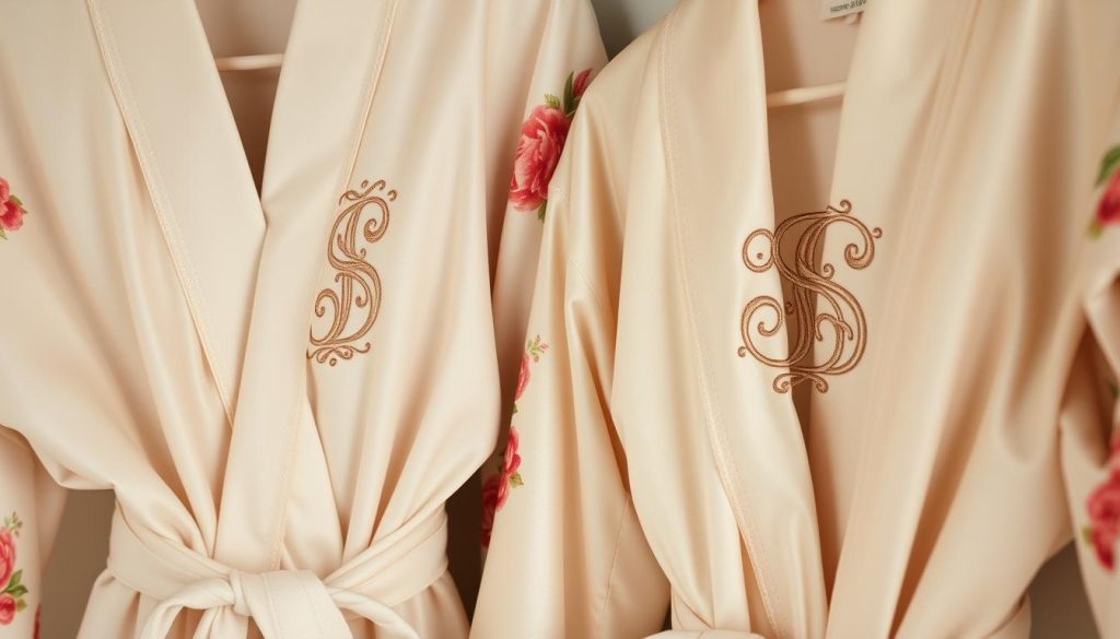 Monogrammed embroidery on vintage robes